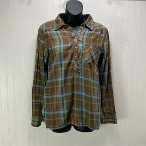 LIFE IS GOOD 1/2 button down flannel shirt